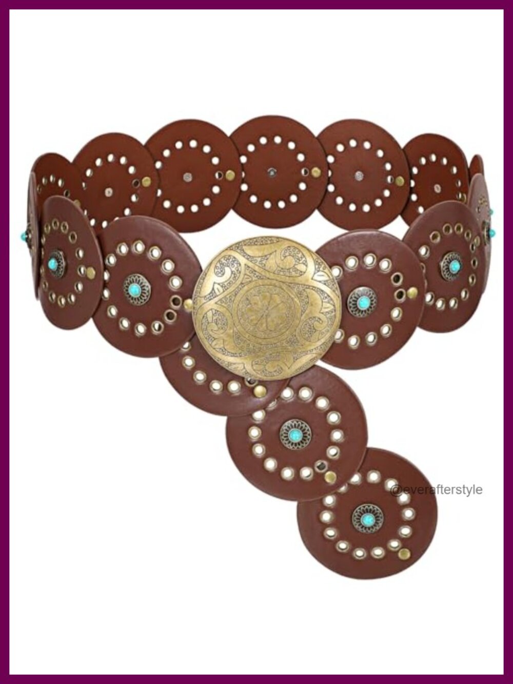 XZQTIVE Western PU Leather Belt Concho Cowgirl Wide Boho Waist Belt